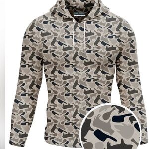 Fore Fathers Golfing Men's Tan and Black Camouflage Hoodie Butcher Smoker Meats